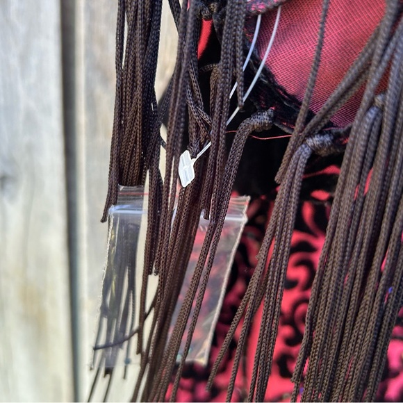 Vintage Y2K R&K Evening Silk Velvet Beaded Kimono Red Black S - Picture 14 of 17